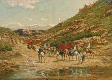 アラブ Painting - CARAVANE DANS LE DESERT ヴィクトル・ユゲ・アラベール